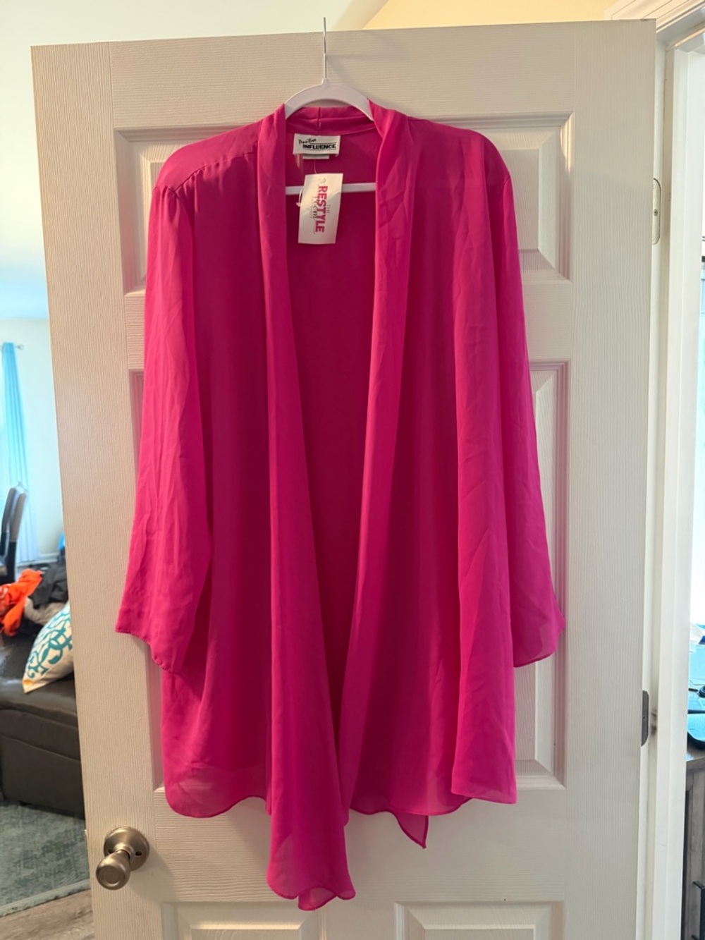 Positive Influence Bright Fuchsia Open Front Kimono Jacket Size 18